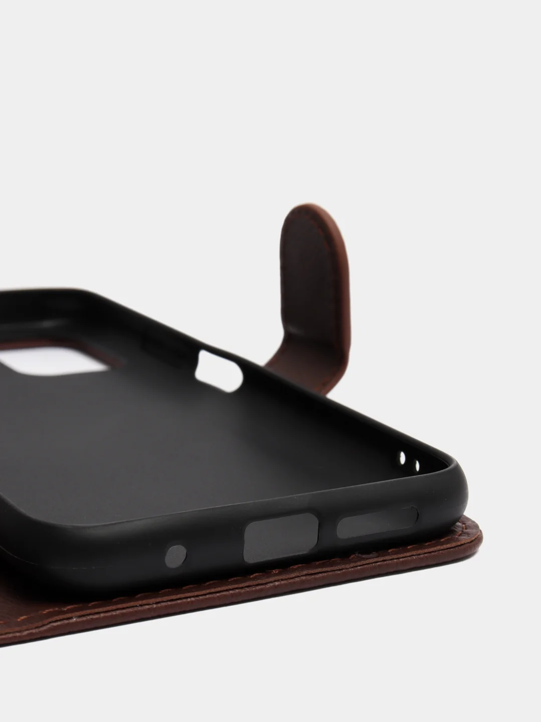 Коричневый кожаный PU чехол-книжка для Xiaomi Poco M3
