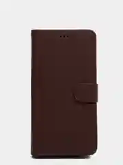 Коричневый кожаный PU чехол-книжка для Xiaomi Poco M3