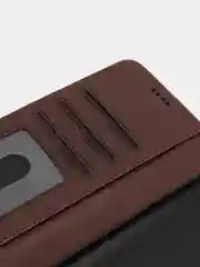 Коричневый кожаный PU чехол-книжка для Xiaomi Poco M3