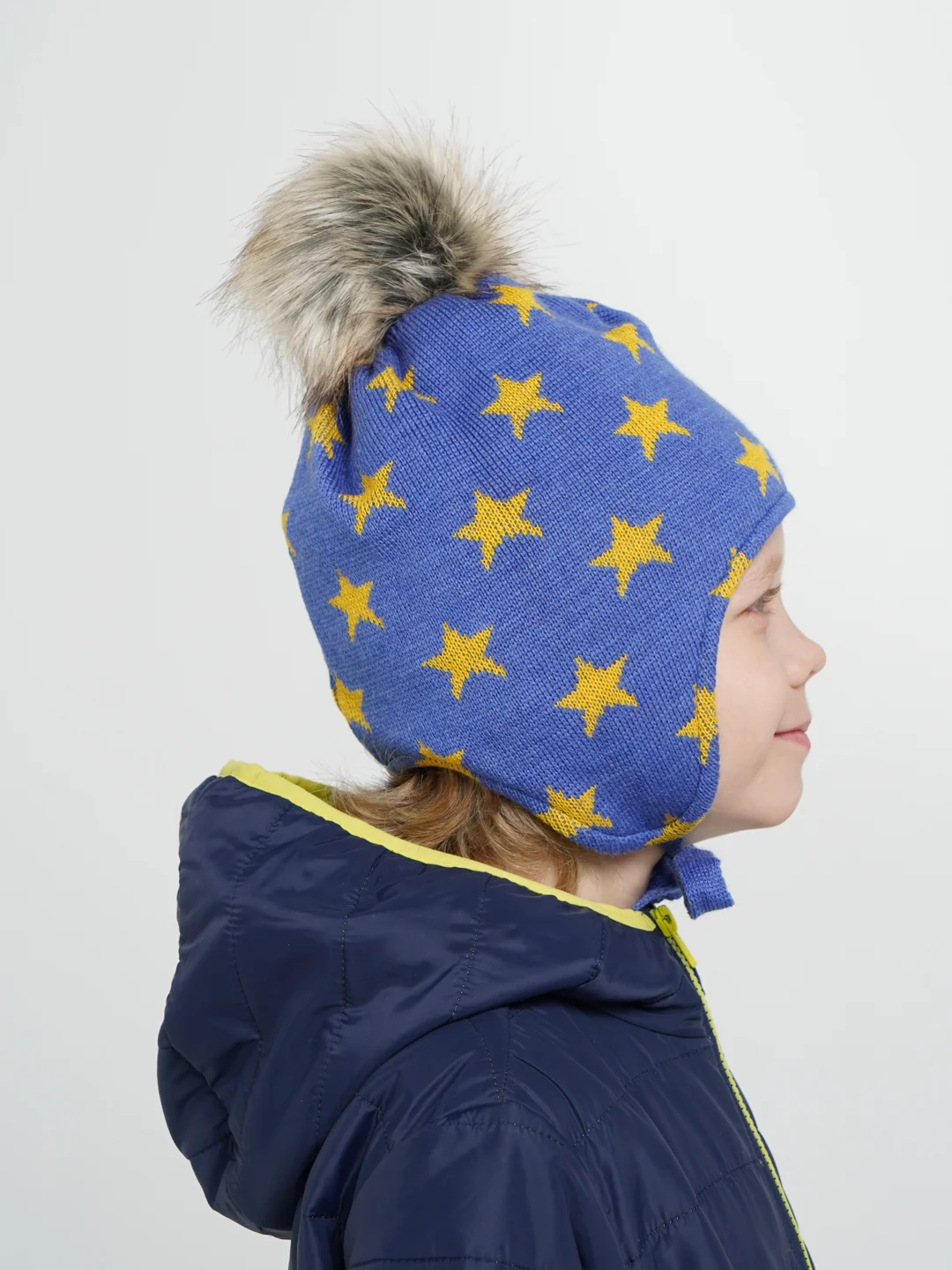 Синий меланж шапка зимняя Arctic kids для мальчика