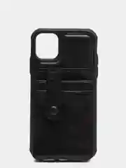 Черный чехол кожаный с карманом под пластиковые карты для Aplle  iPhone 11