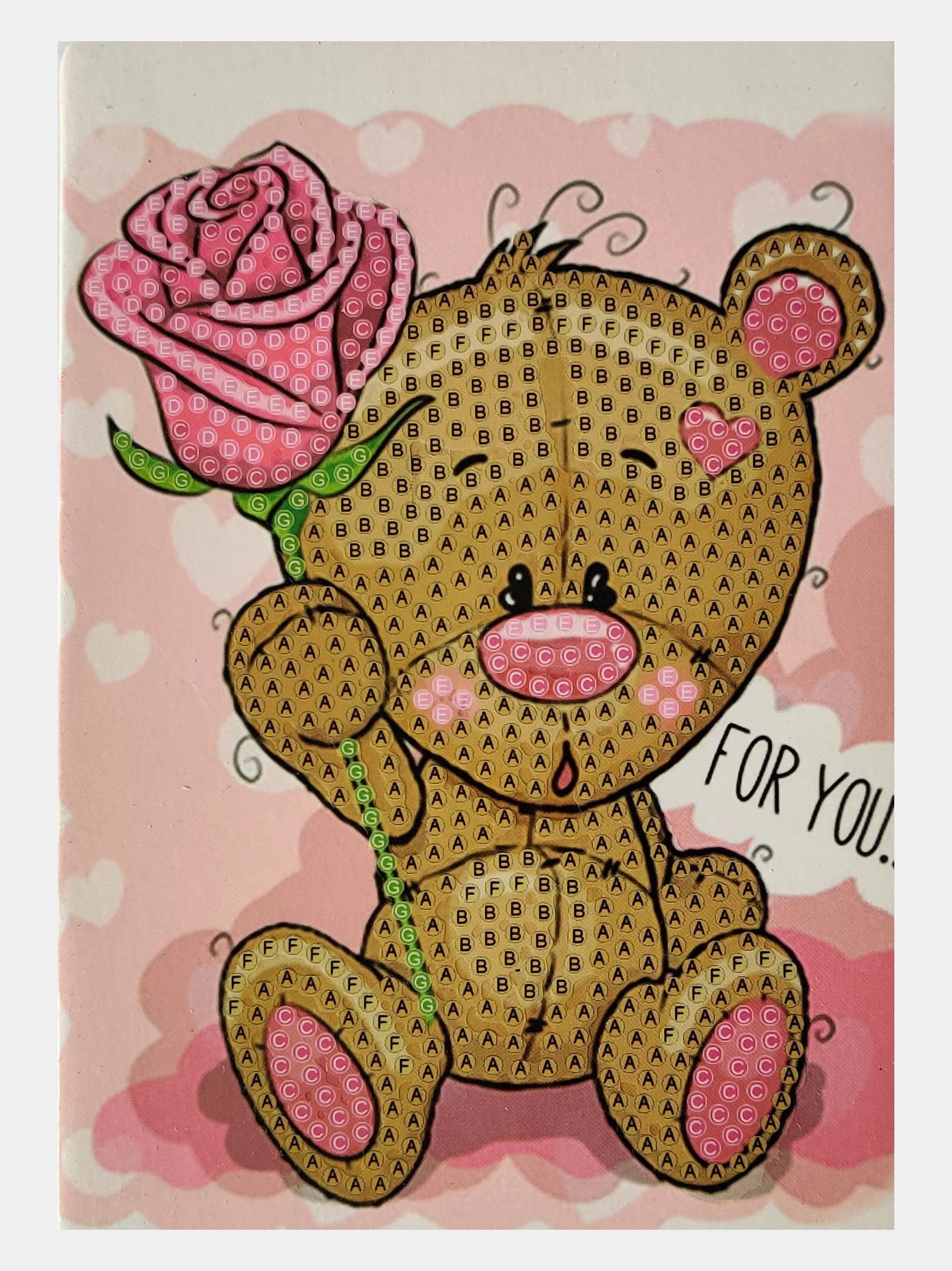 Розовый алмазная мозаика, 10*15 см