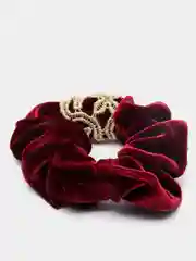 Бордовый резинка для волос широкая, бархатная