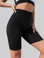 Черный велосипедки женские спортивные, на высокой талии