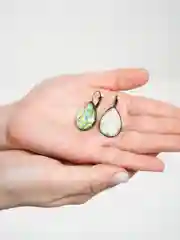 Желтый винтажные серьги Капля