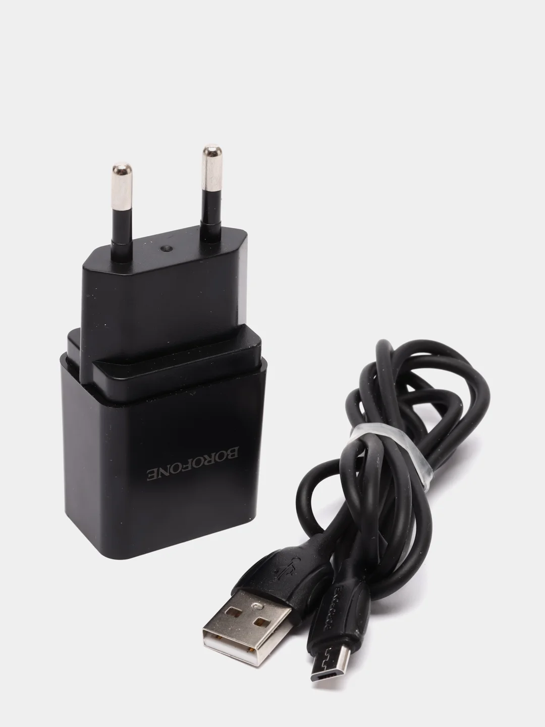Черный сетевое зарядное устройство для micro-USB, 1USB, 1A, Borofone BA19A, компактная зарядка