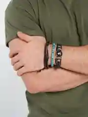 Зеленый браслет многослойный, 4 вида