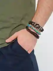 Зеленый браслет многослойный, 4 вида