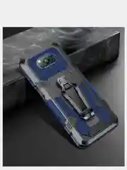 Темно-синий чехол для Xiaomi POCO X3 NFC( X3 Pro) Mecha Warrior,  автомобильный магнитный кронштейн