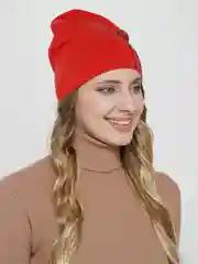 Красный шапка  женская со стразами ЛОСК