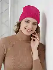Фуксия шапка бини женская "Элит", вязаная, демисезонная