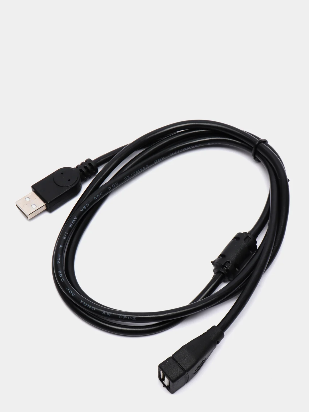 Черный кабель USB 2.0 - USB 2.0 вилка - розетка (папа-мама) 1,5 м
