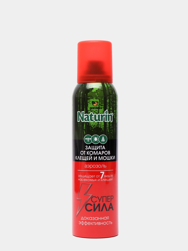 Аэрозоль от комаров, клещей и мошек "Gardex Naturin", Супер Сила, 3 в 1, 150 мл