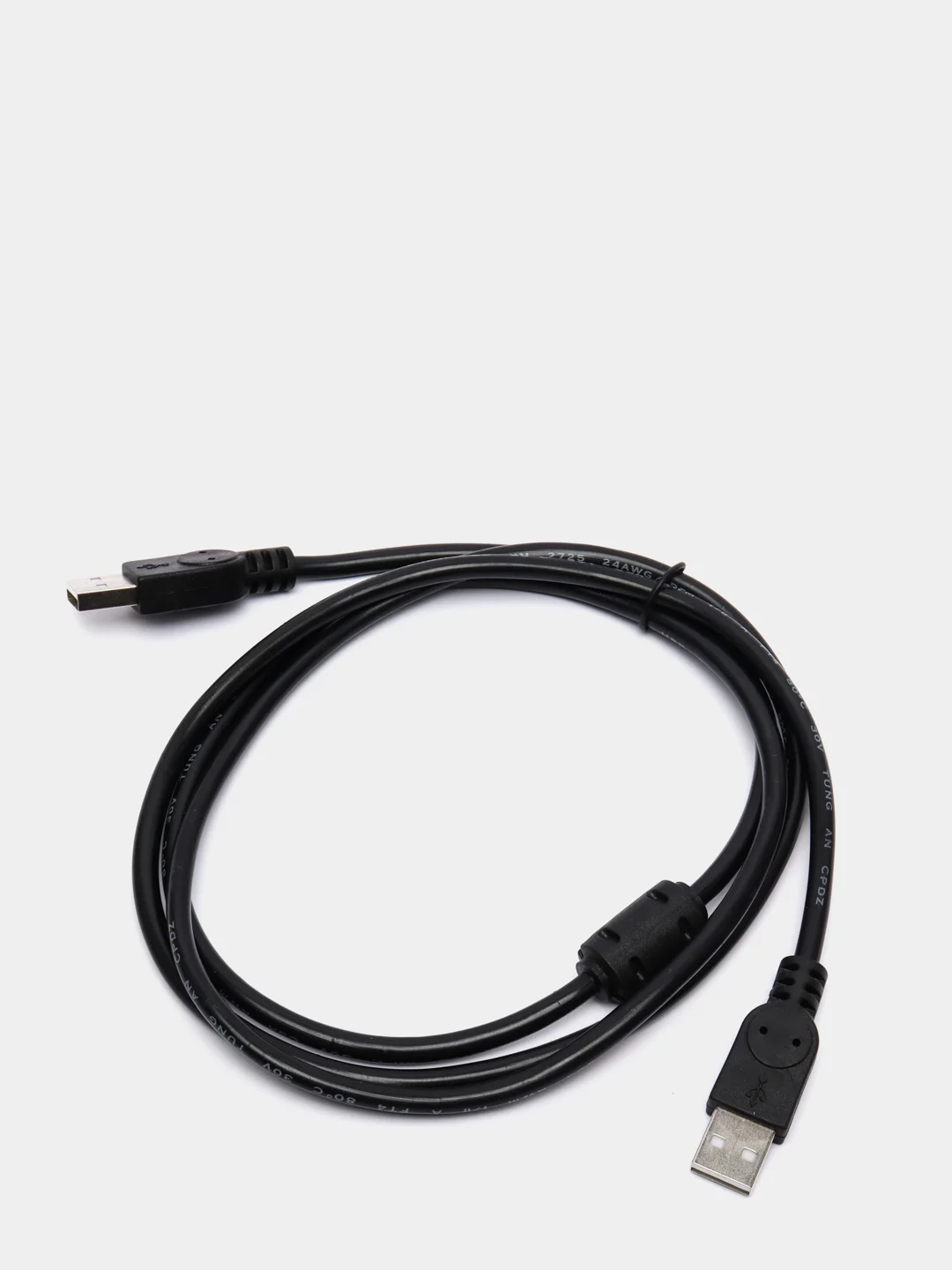 Черный кабель удлинитель USB 2.0 A - USB 2.0 A (папа-папа) 1,5 м