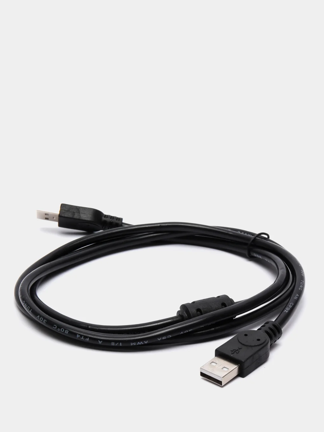Черный кабель удлинитель USB 2.0 A - USB 2.0 A (папа-папа) 1,5 м