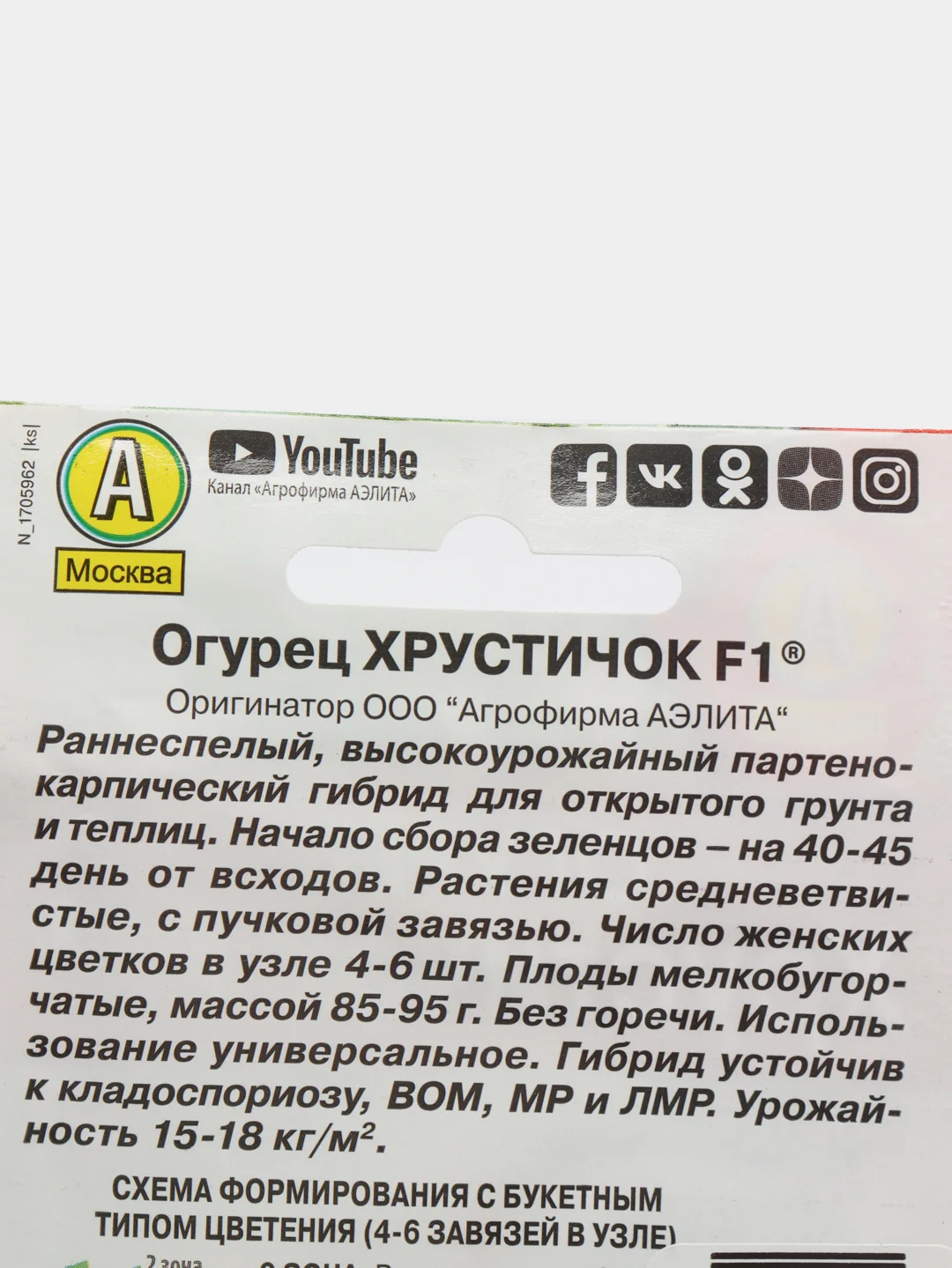 Семена Огурец "Хрустичок F1" набор 1, 3, 5 уп