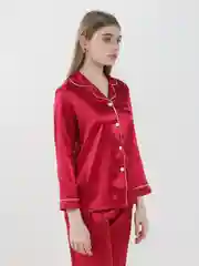 Красный пижама женская: ночная рубашка и брюки