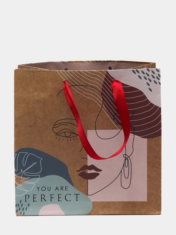 Пакет You are perfect, крафтовый, квадратный