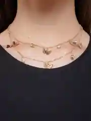 Золотой женская цепочка на шею с бабочками двойная
