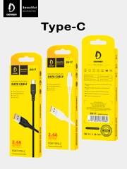 Кабель, Шнур, Провод, USB - Type-C, 2.4A, 1м, Denmen D01T, тайпси, тайп с, тайп си