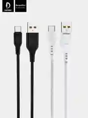 Белый кабель, Шнур, Провод, USB - Type-C, 2.4A, 1м, Denmen D01T, тайпси, тайп с, тайп си