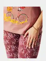 Коралловый меланж пижама для дома женская, комплект: футболка и бриджи, 100% хлопок, 46-56