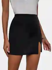 Юбка черная с разрезом