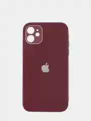 Тёмно-бордовый чехол для iPhone 11, 12, 13, 12 Pro Max, 12 Pro, силиконовый, со стеклянной панелью