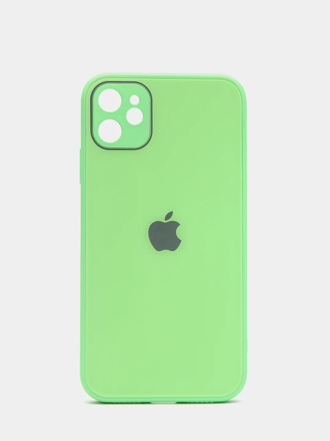 Салатовый чехол для iPhone 11, 12, 13, 12 Pro Max, 12 Pro, силиконовый, со стеклянной панелью