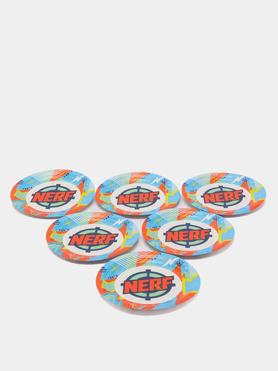 Nerf. Набор бумажных тарелок, голубой, 6 шт d=180 мм
