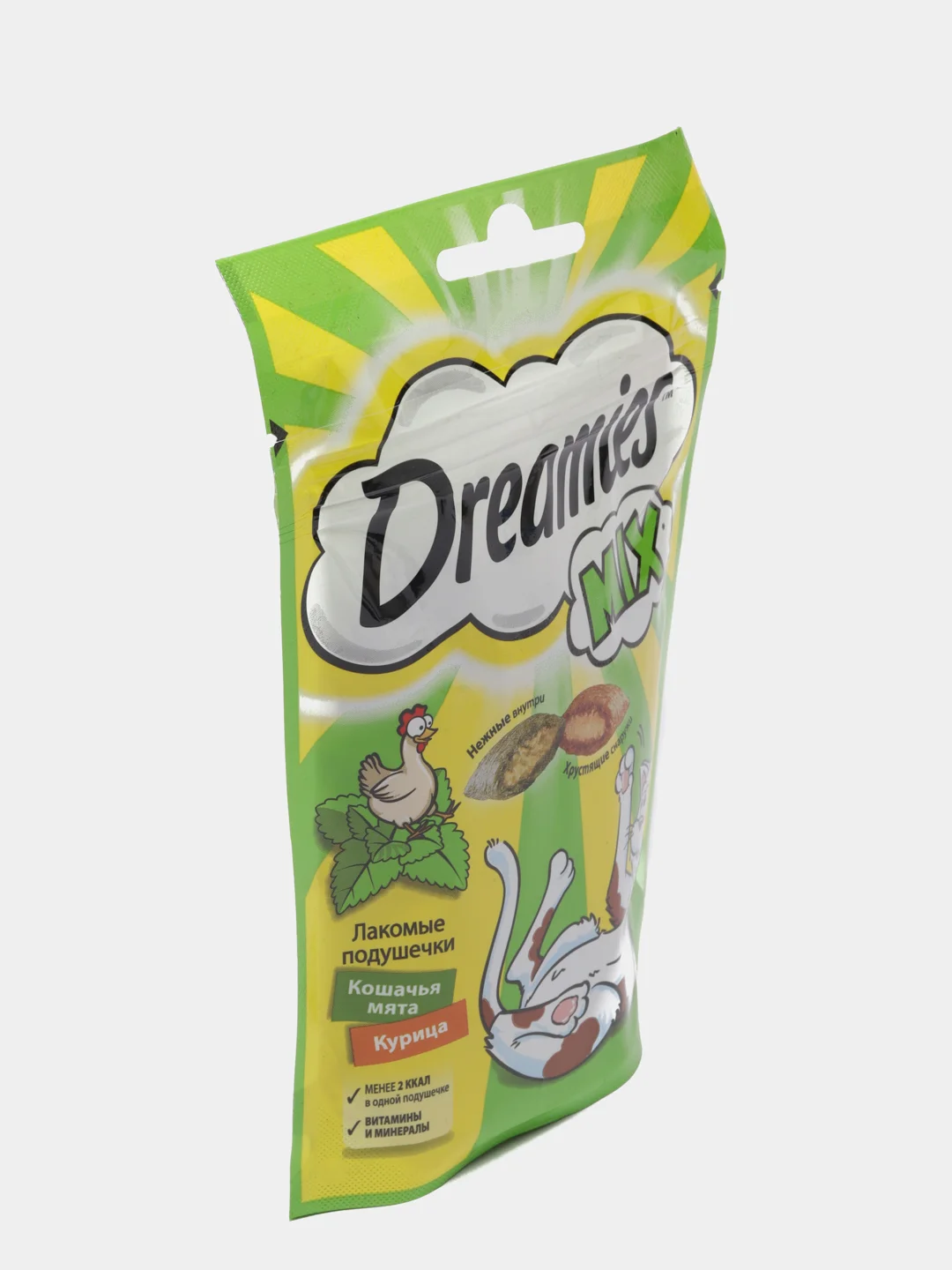 DREAMIES ЛАКОМЫЕ ПОДУШЕЧКИ С КУРИЦЕЙ И КОШАЧЬЕЙ МЯТОЙ, 60Г