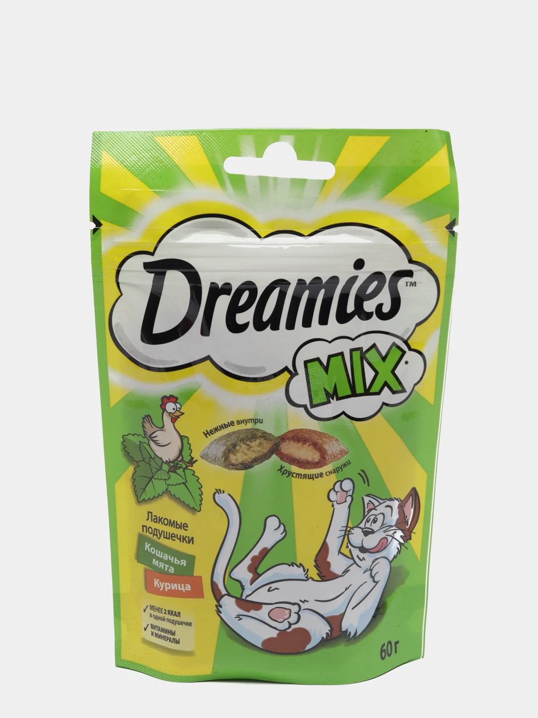DREAMIES ЛАКОМЫЕ ПОДУШЕЧКИ С КУРИЦЕЙ И КОШАЧЬЕЙ МЯТОЙ, 60Г
