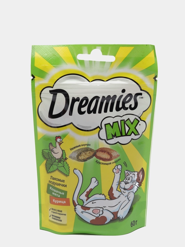 DREAMIES ЛАКОМЫЕ ПОДУШЕЧКИ С КУРИЦЕЙ И КОШАЧЬЕЙ МЯТОЙ, 60Г