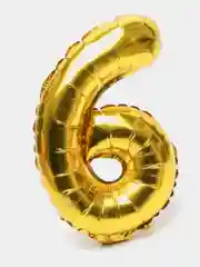 Золотой воздушный шар "Цифра 6" 40 см, золотой