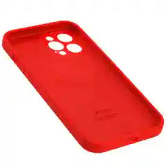 Красный силиконовый чехол iPhone 12 Pro Max, Silicone Case, с закрытым низом и защитой камеры