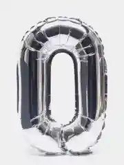 Серебряный большой шар "Цифра 0" воздушный серебряный для праздника, 100 см