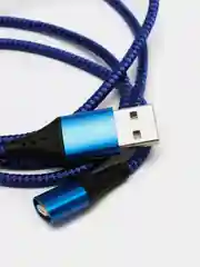 Синий магнитный кабель с быстрой зарядкой 3А и разъемы micro-USB / Type-C / iPhone Lightning