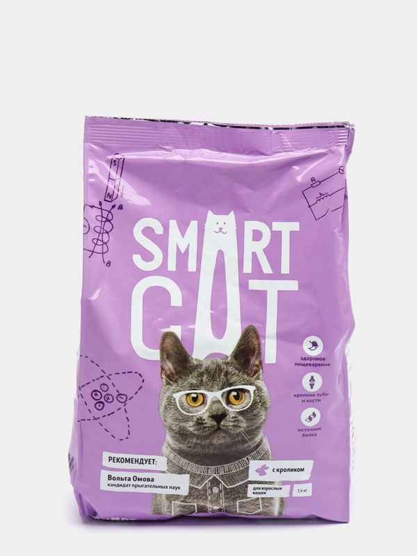 Полнорационный сбалансированный корм для кошек с кроликом Smart Cat, 1400 г