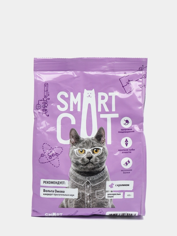 Полнорационный корм для кошек Smart Cat, сбалансированный, с кроликом, 400 г