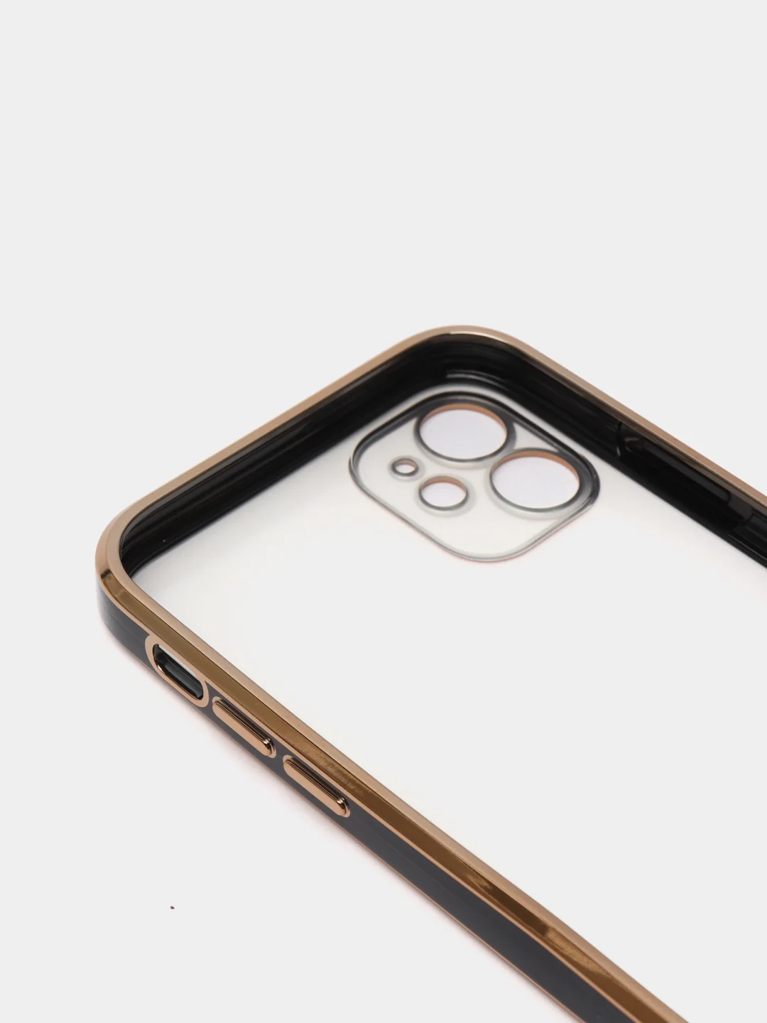 Черный чехол-накладка для iPhone 11, 11 Pro, 11 ProMax, силиконовый, с золотым ободком
