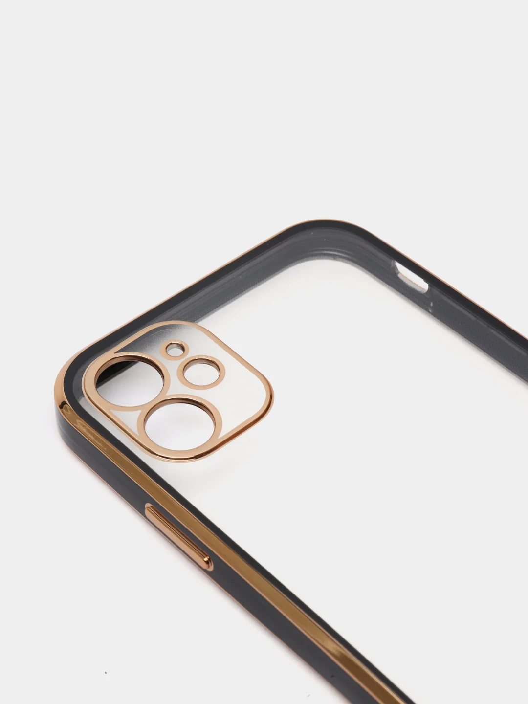 Черный чехол-накладка для iPhone 11, 11 Pro, 11 ProMax, силиконовый, с золотым ободком