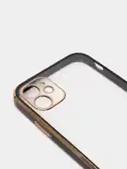 Черный чехол-накладка для iPhone 11, 11 Pro, 11 ProMax, силиконовый, с золотым ободком