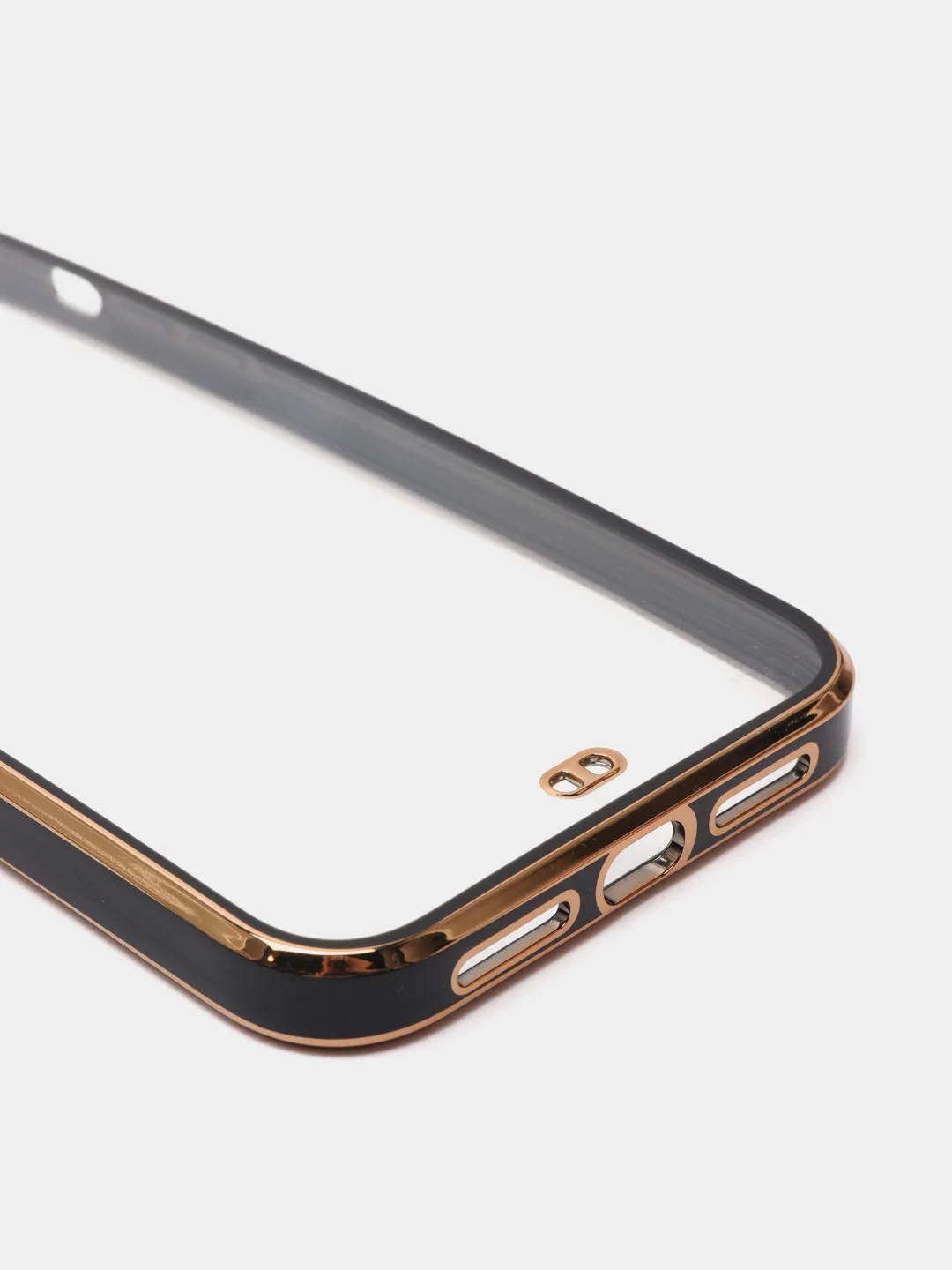 Черный чехол-накладка для iPhone 11, 11 Pro, 11 ProMax, силиконовый, с золотым ободком