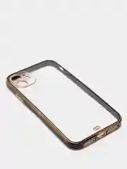 Черный чехол-накладка для iPhone 11, 11 Pro, 11 ProMax, силиконовый, с золотым ободком