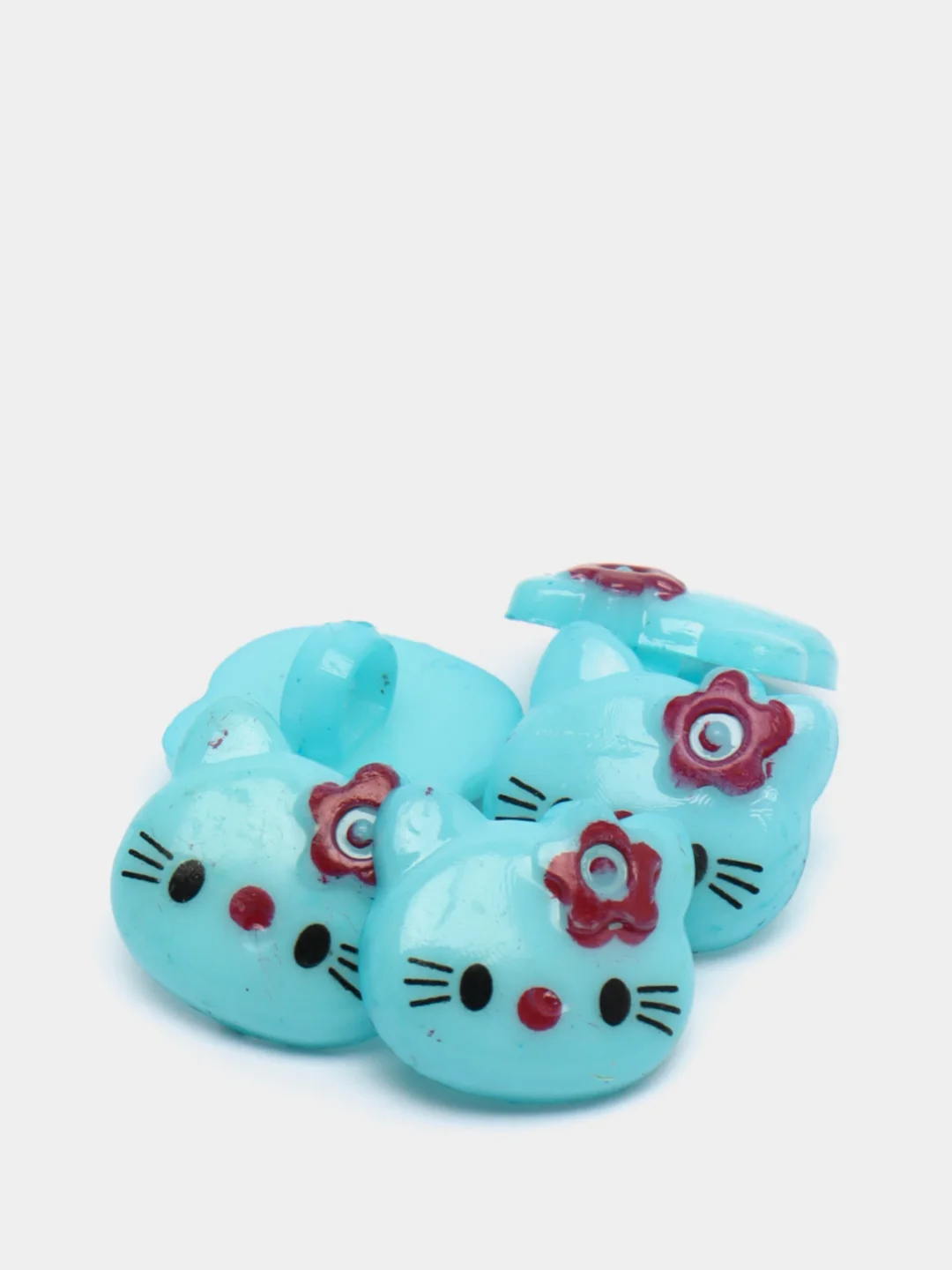 Голубой пуговицы декоративные на ножке "Hello kitty", пластиковые