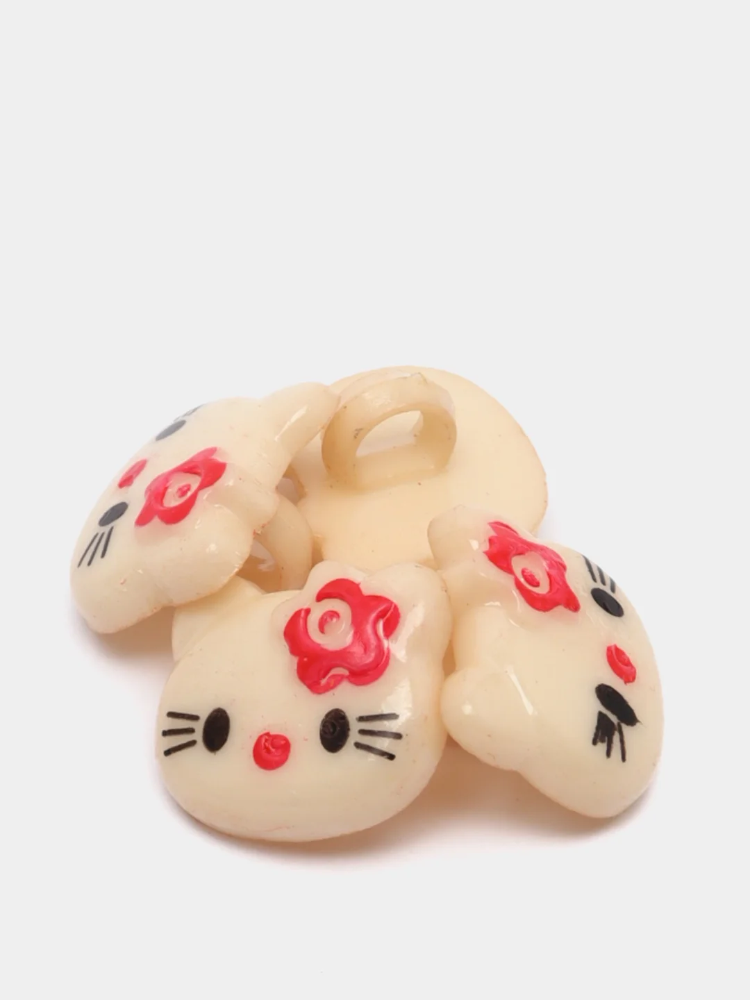 Бежевый пуговицы декоративные на ножке "Hello kitty", пластиковые