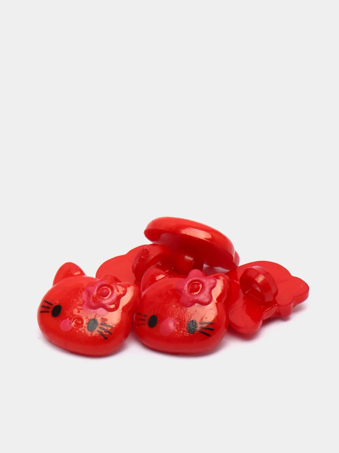 Красный пуговицы декоративные на ножке "Hello kitty", пластиковые
