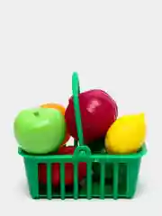 Зеленый набор игрушечных продуктов "Игрушечные фрукты и овощи в корзине"