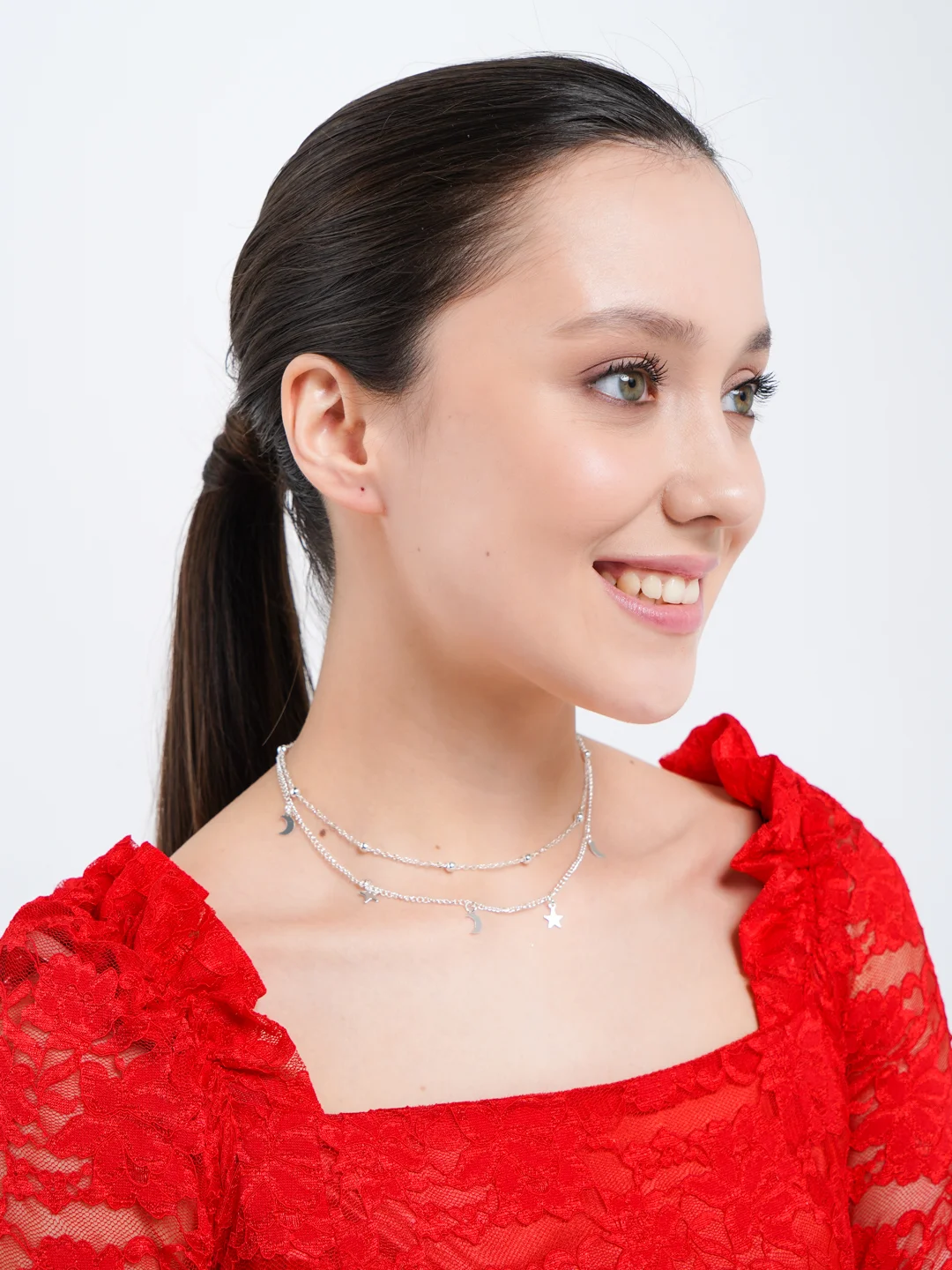 Серебряный цепочка женская на шею, с подвеской