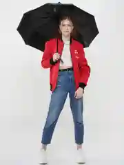 Зеленый зонт автоматический, женский, складной